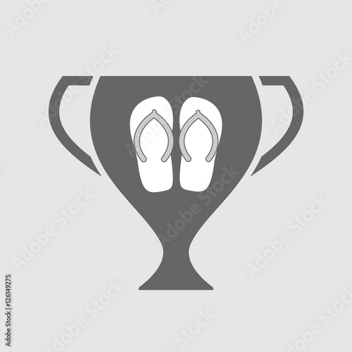Isolated award cup icon with   a pair of flops