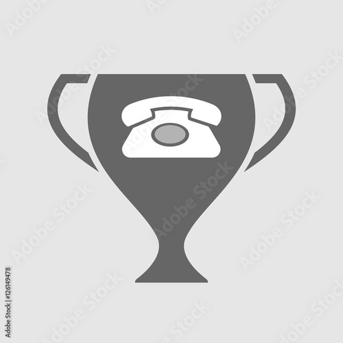 Isolated award cup icon with  a retro telephone sign