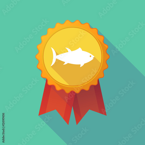 Long shadow badge with  a tuna fish
