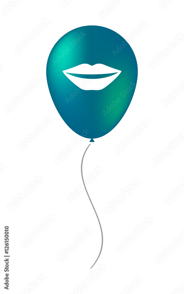 Isolated air balloon with a female mouth smiling Isolated air balloon with a female mouth smiling