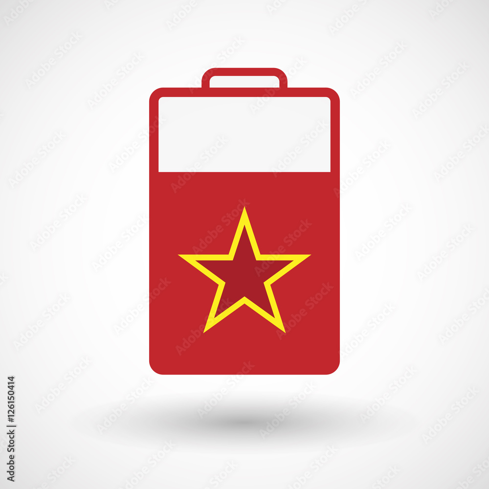 Isolated battery icon with the red star of communism icon Isolated battery icon with the red star of communism icon