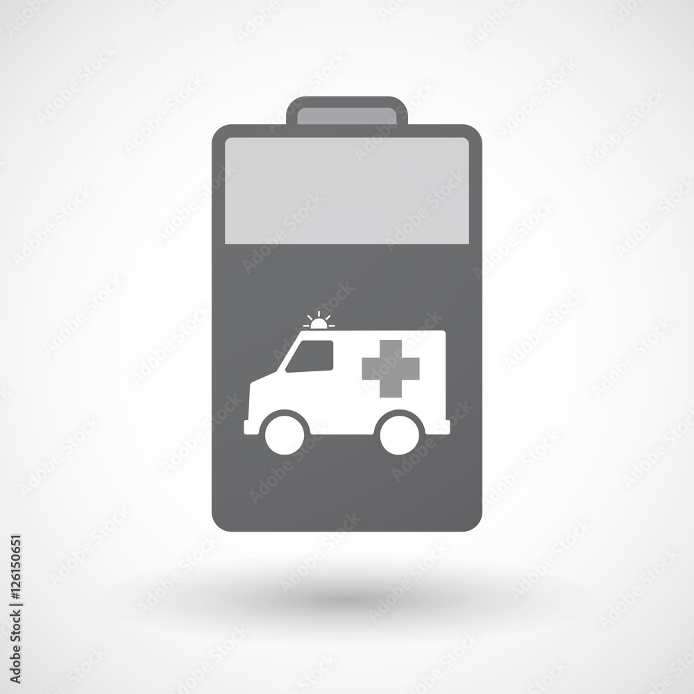 Isolated battery icon with an ambulance icon Isolated battery icon with an ambulance icon