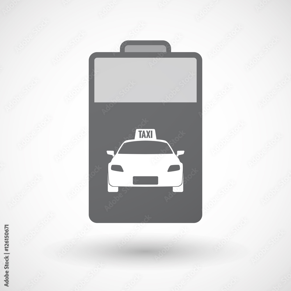Isolated battery icon with a taxi icon Isolated battery icon with a taxi icon