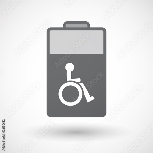 Isolated battery icon with  a human figure in a wheelchair icon