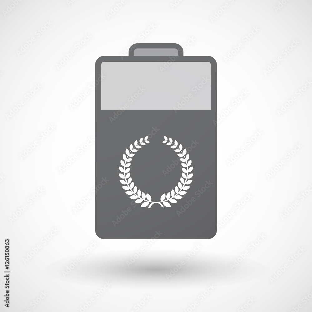Isolated battery icon with a laurel crown sign Isolated battery icon with a laurel crown sign