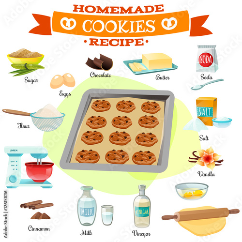 Baking Ingredients Recipe Illustration