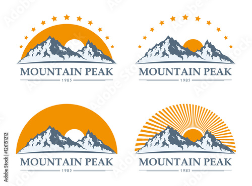 mountain icons set