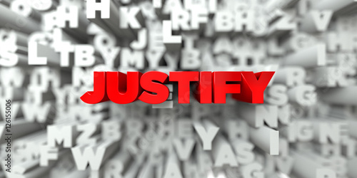 Canvas Print JUSTIFY -  Red text on typography background - 3D rendered royalty free stock image