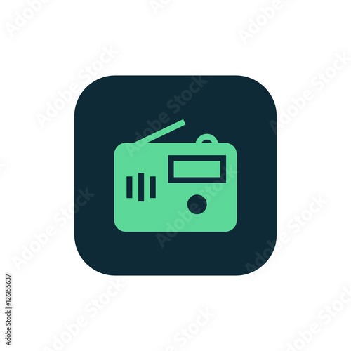 Radio icon vector, clip art. Also useful as logo, square app icon, web UI element, symbol, graphic image, silhouette and illustration.