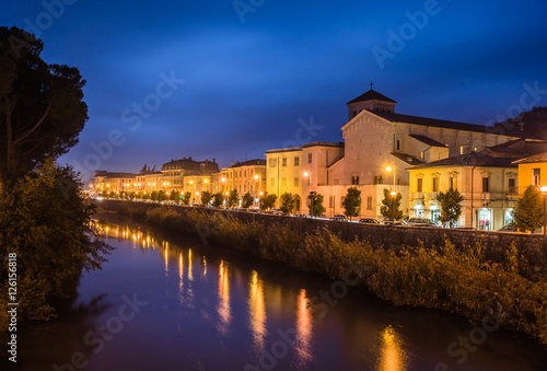 Bild auf Leinwand View of Fiume Liri by night, Sora, Ciociaria