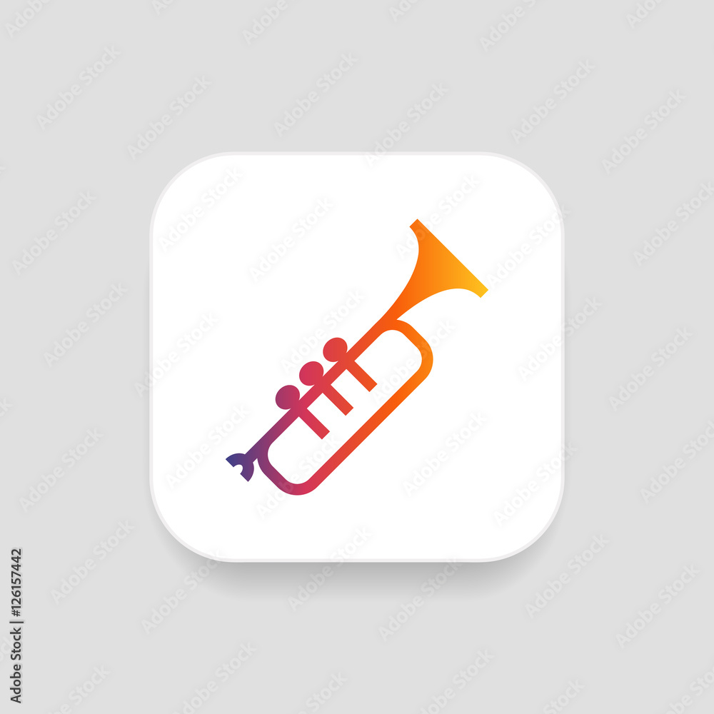 Fototapeta premium Trumpet icon vector, clip art. Also useful as logo, square app icon, silhouette and illustration.