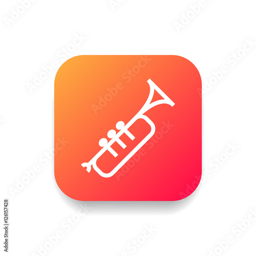 Trumpet icon vector, clip art. Also useful as logo, square app icon, silhouette and illustration.