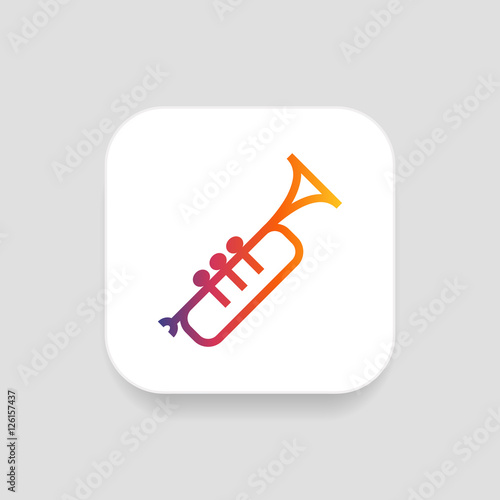 Trumpet icon vector, clip art. Also useful as logo, square app icon, silhouette and illustration.