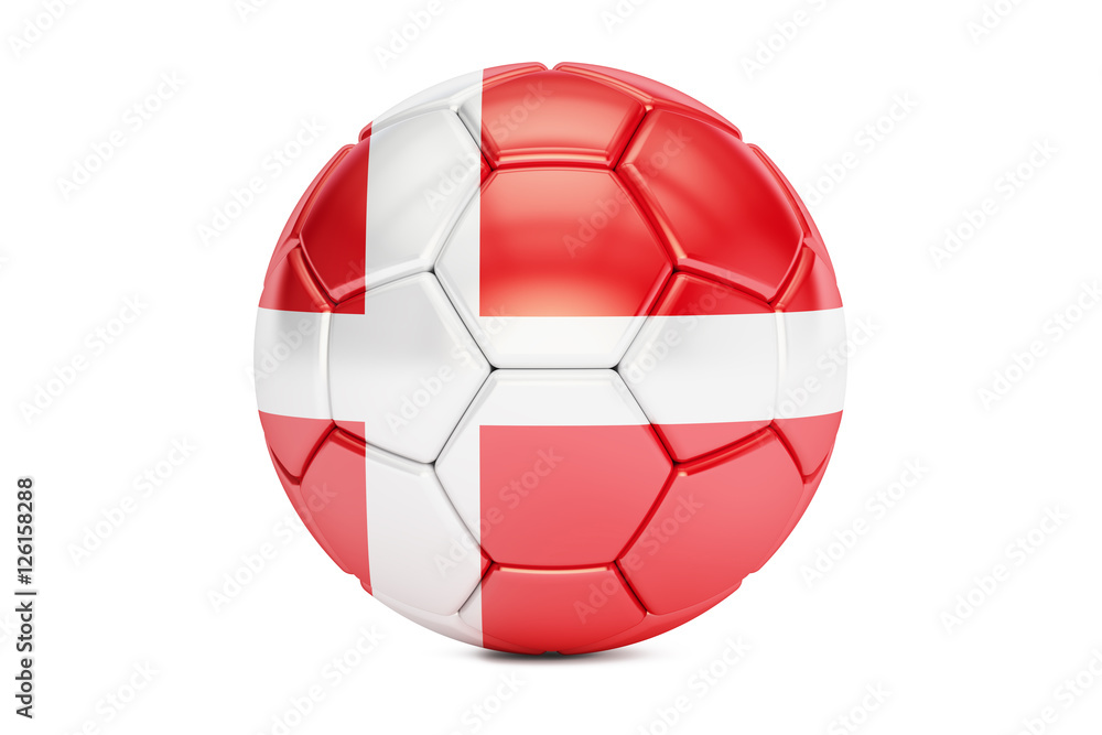 Fototapeta premium soccer ball with flag of Denmark, 3D rendering