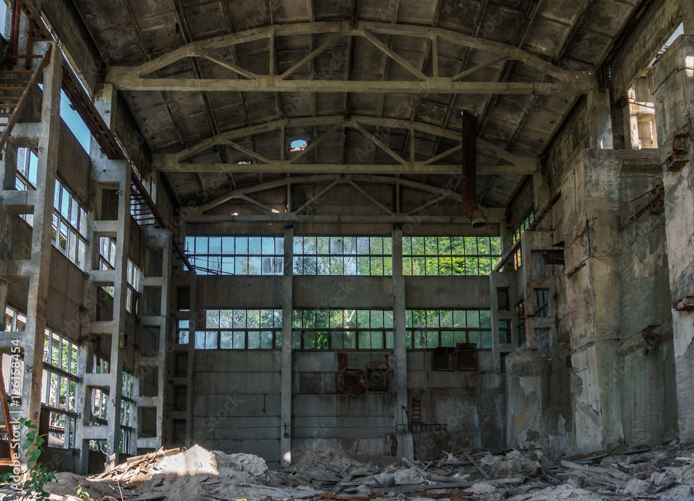 Cement Factory Abandoned building. Dirty and big Interior. View from inside. Cement Factory Abandoned building. Dirty and big Interior. View from inside.