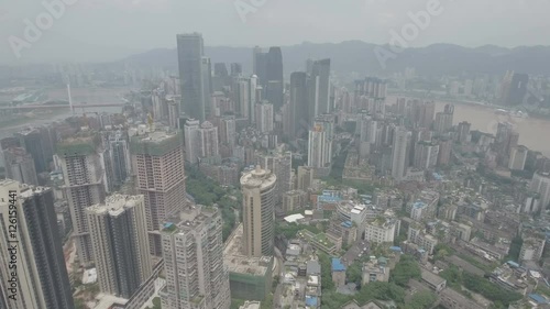 Wallpaper Mural Establishing aerial drone shot of metropolis Chongqing in central China Torontodigital.ca
