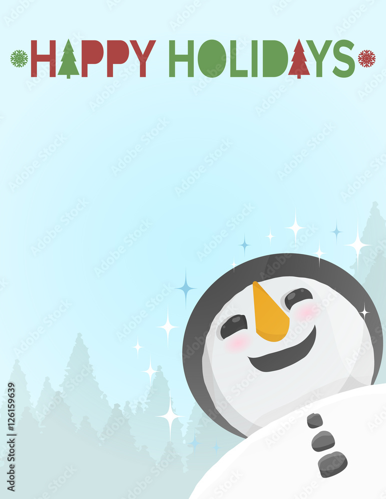 Naklejka premium Happy Holidays Snowman Flyer Template