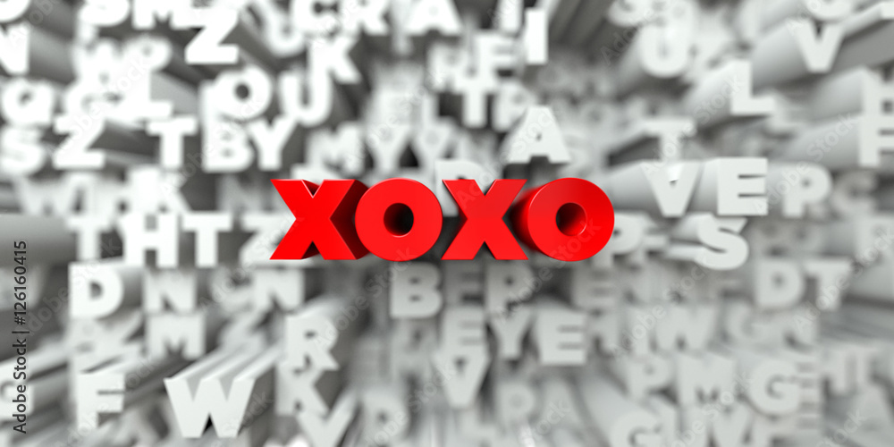 XOXO - Red text on typography background - 3D rendered royalty free stock image. This image can be used for an online website banner ad or a print postcard. XOXO - Red text on typography background - 3D rendered royalty free stock image. This image can be used for an online website banner ad or a print postcard.
