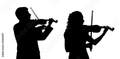 Male and female violinist photo
