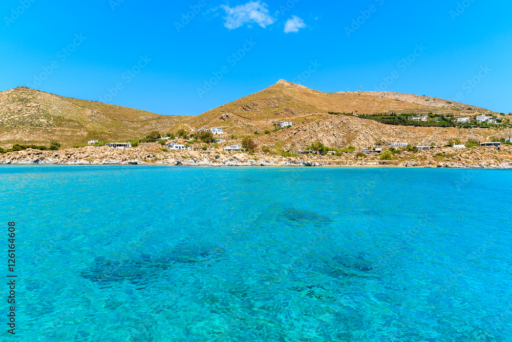 Crystal clear azure sea water near Kolymbithres beach, Paros island, Cyclades, Greece