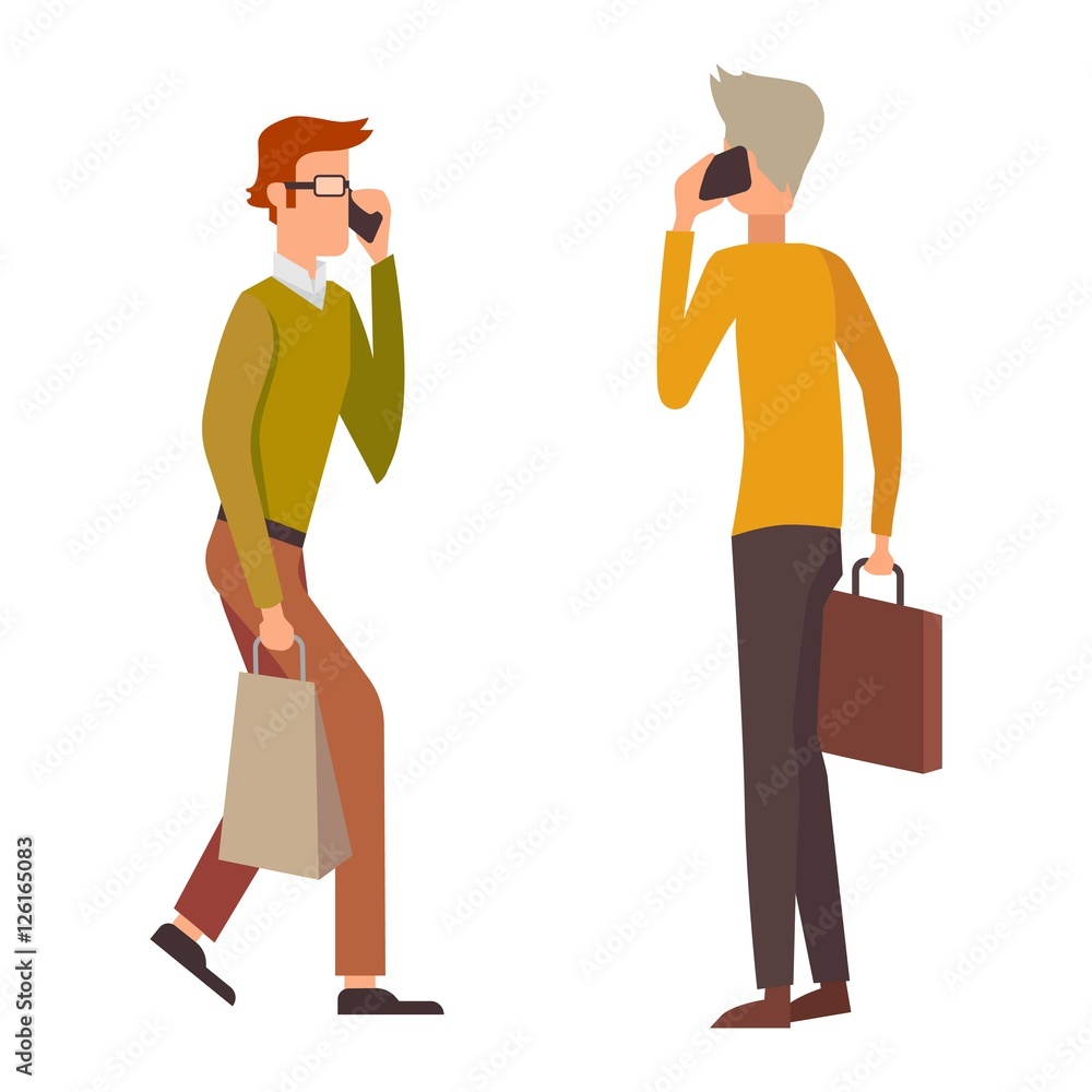 People talking phone character vector illustration. People talking phone character vector illustration.