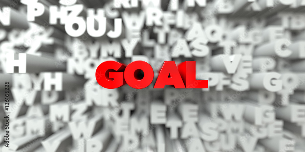 GOAL - Red text on typography background - 3D rendered royalty free stock image. This image can be used for an online website banner ad or a print postcard. GOAL - Red text on typography background - 3D rendered royalty free stock image. This image can be used for an online website banner ad or a print postcard.