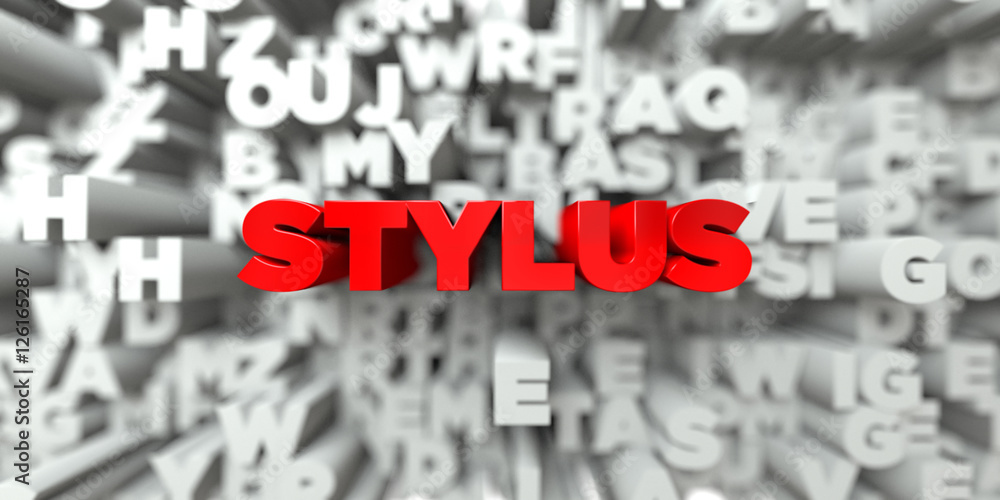 STYLUS - Red text on typography background - 3D rendered royalty free stock image. This image can be used for an online website banner ad or a print postcard. STYLUS - Red text on typography background - 3D rendered royalty free stock image. This image can be used for an online website banner ad or a print postcard.