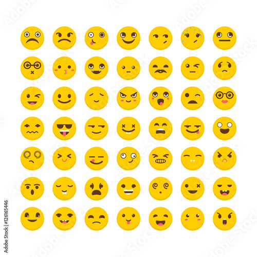 Set of emoticons. Avatars. Big collection with different express