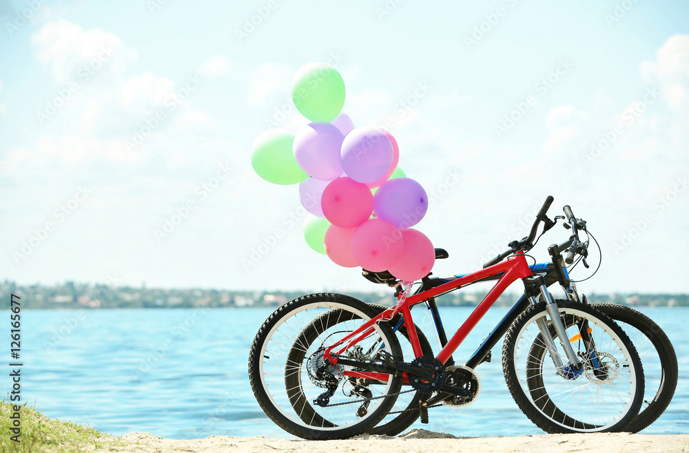 Bicycles parked on the beach