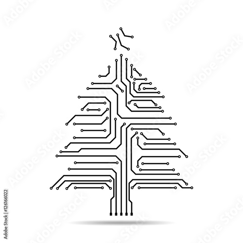 Tree made of electronic paths. Vector illustration.