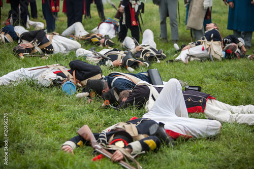 Fotografie, Obraz Killed in action soldiers at a reenactment of the Battle of Wate