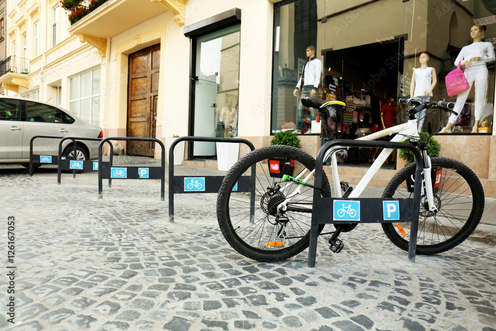 Parking places for bicycles outdoors