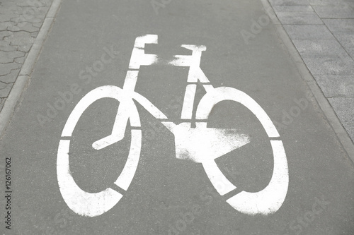 Bicycle lane sign on street