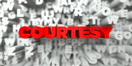 COURTESY -  Red text on typography background - 3D rendered royalty free stock image. This image can be used for an online website banner ad or a print postcard.
