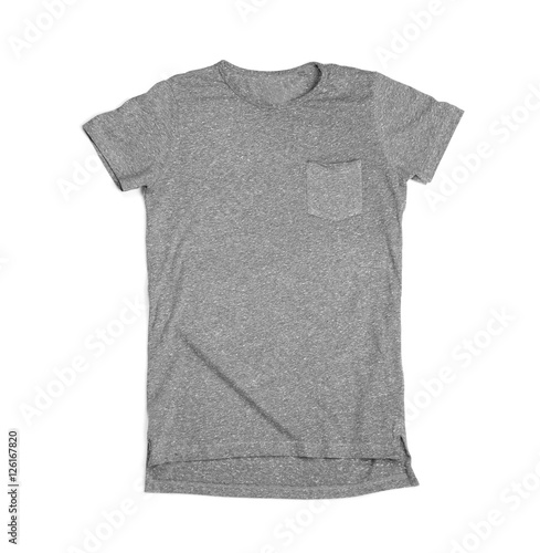 Blank grey t-shirt on white background