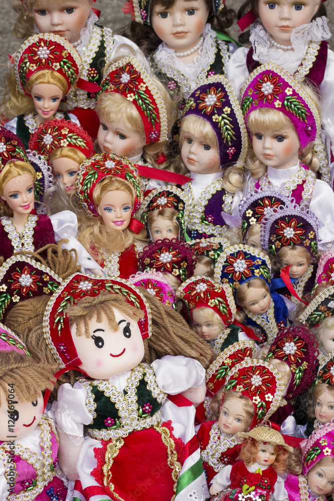 Traditional Hungarian souvenir doll in gift store
