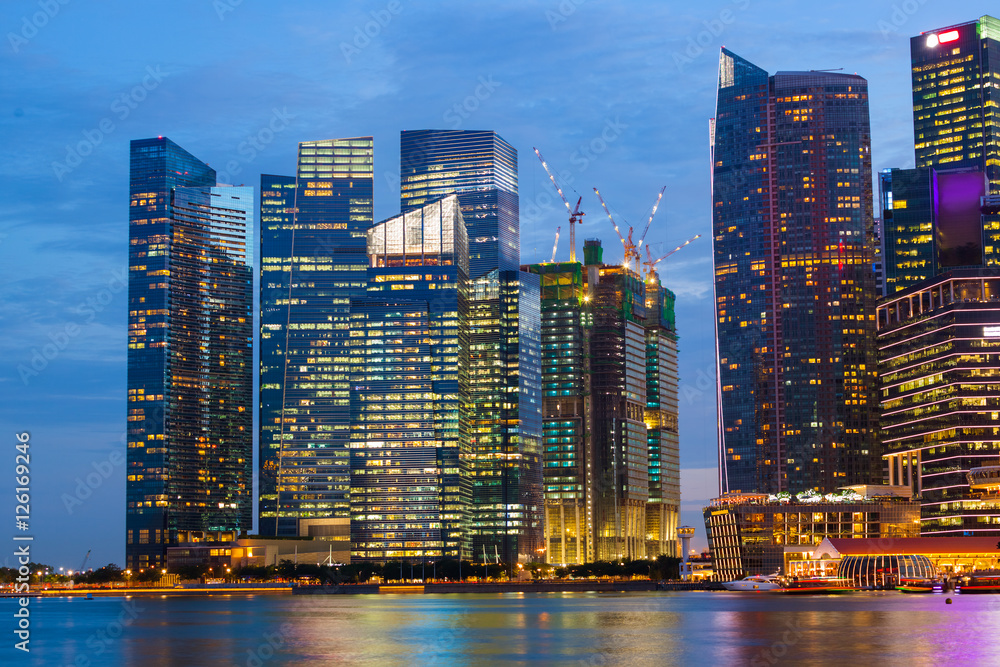 Naklejka premium Panoramę miasta Singapur