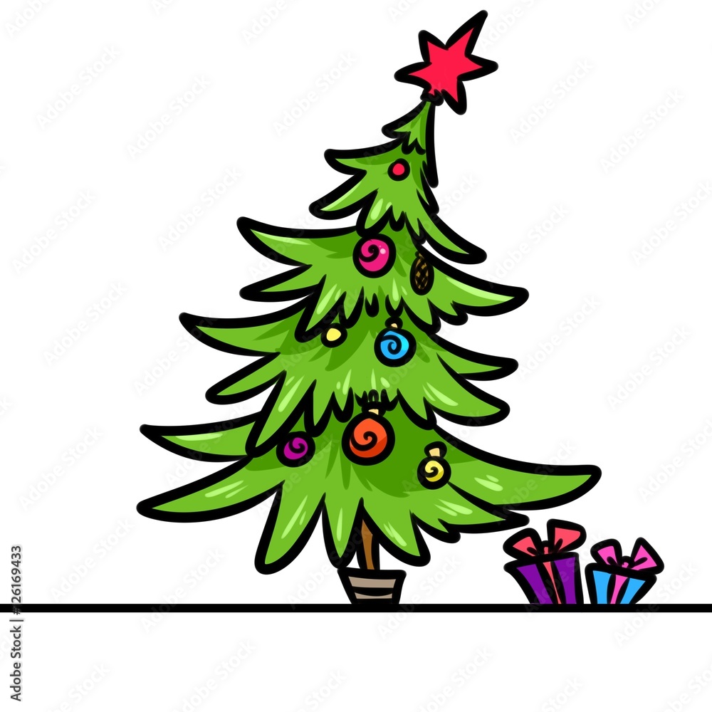 Christmas tree gifts cartoon illustration isolated image ilustración de