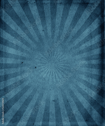 Blue Retro sunbeams grunge background, old vintage poster