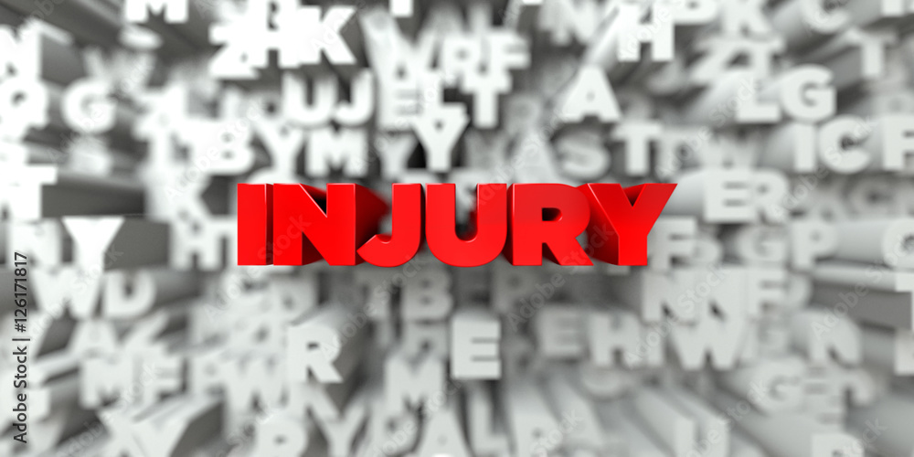 INJURY - Red text on typography background - 3D rendered royalty free stock image. This image can be used for an online website banner ad or a print postcard. INJURY - Red text on typography background - 3D rendered royalty free stock image. This image can be used for an online website banner ad or a print postcard.