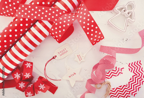 Red White Christmas Gift Wrapping.