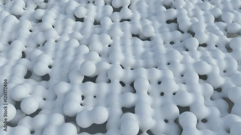 Moving white molecules that react with each other. Moving white molecules that react with each other.