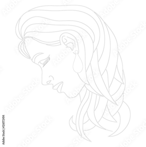 Vector illustration of a young beautiful girl portrait, profilo di giovane donna vettoriale