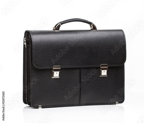 black leather men casual or business briefcase