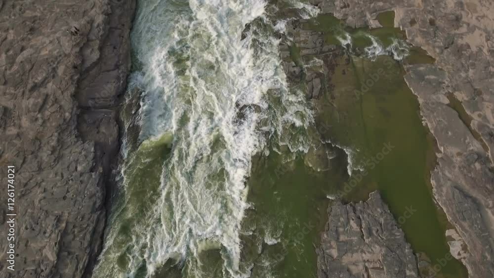 Drone shot Hukou waterfalls in China Drone shot Hukou waterfalls in China