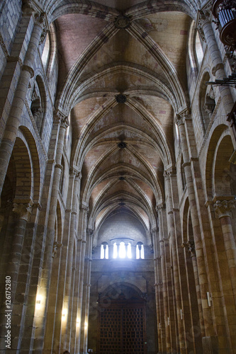 arches and pillars of basilica of saint vicente  in avila  spain