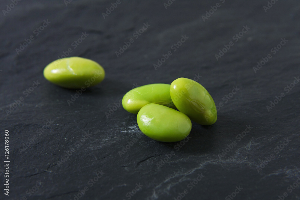 Green beans on slate stone Green beans on slate stone