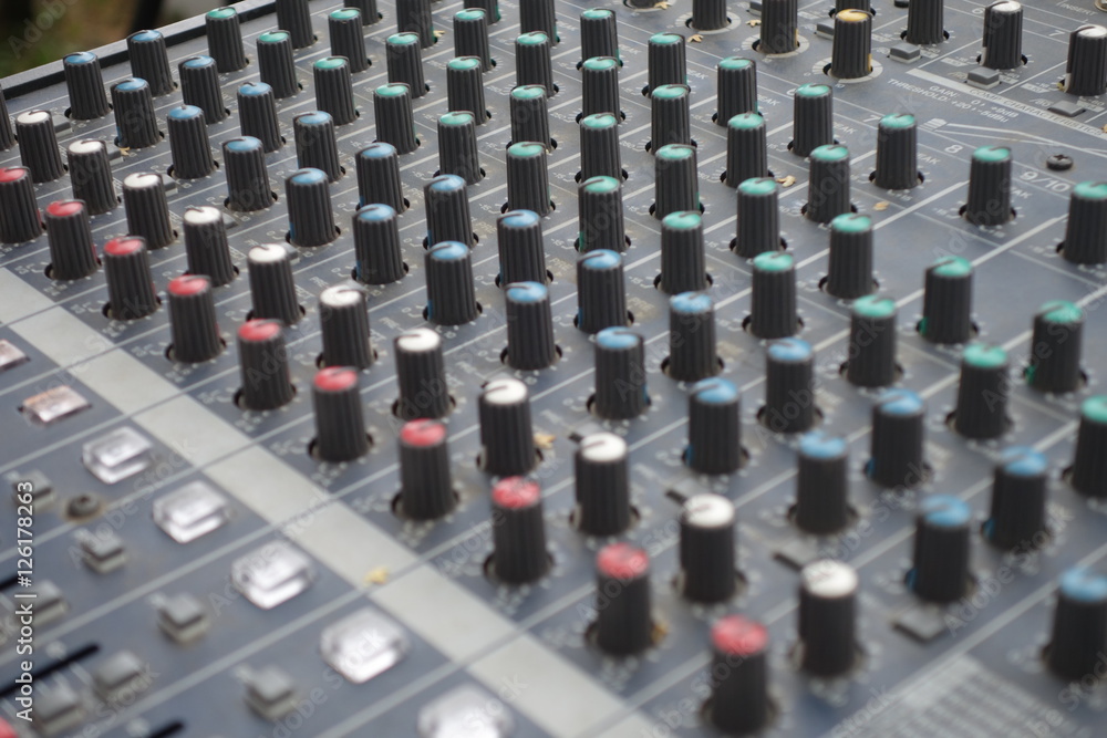 Controls of audio mixing console Controls of audio mixing console