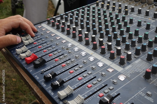 Принти на полотні Controls of audio mixing console
