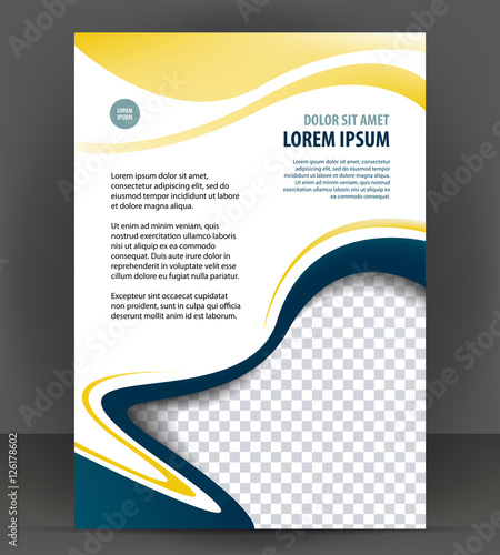 Blue flyer template, brochure magazine cover layout print design